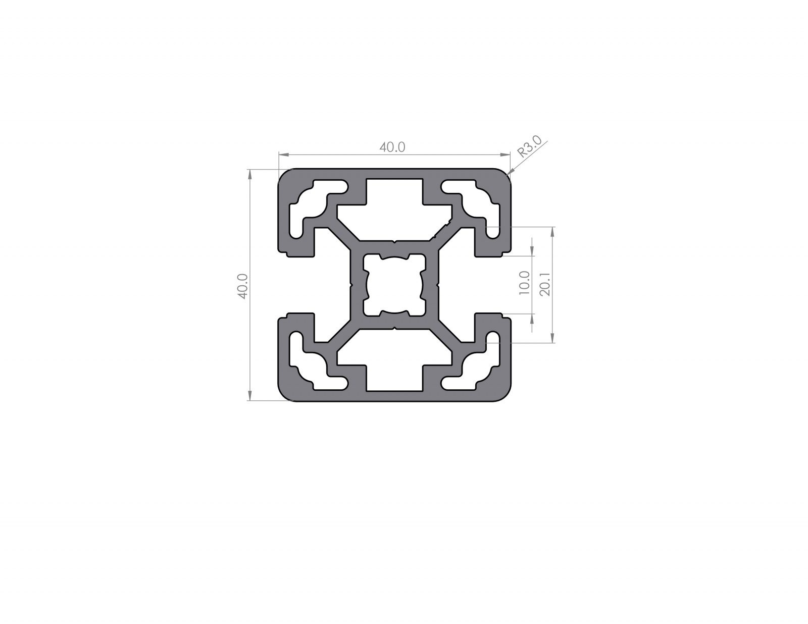 Aluminium profile 40x40 groove 10 B-type 2N180